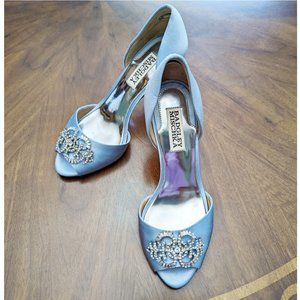 Badgley Mischka Satin Jeweled Evening Shoes